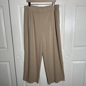 J Jill Wearever Collection Sz XL Petite Pleated Wide Leg Pants Pull On Toffee